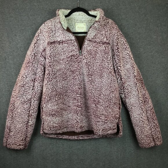 Altar'd State Womens Quarter Zip Sherpa Fleece Purple Pullover‎ JacketSz L - Picture 1 of 10